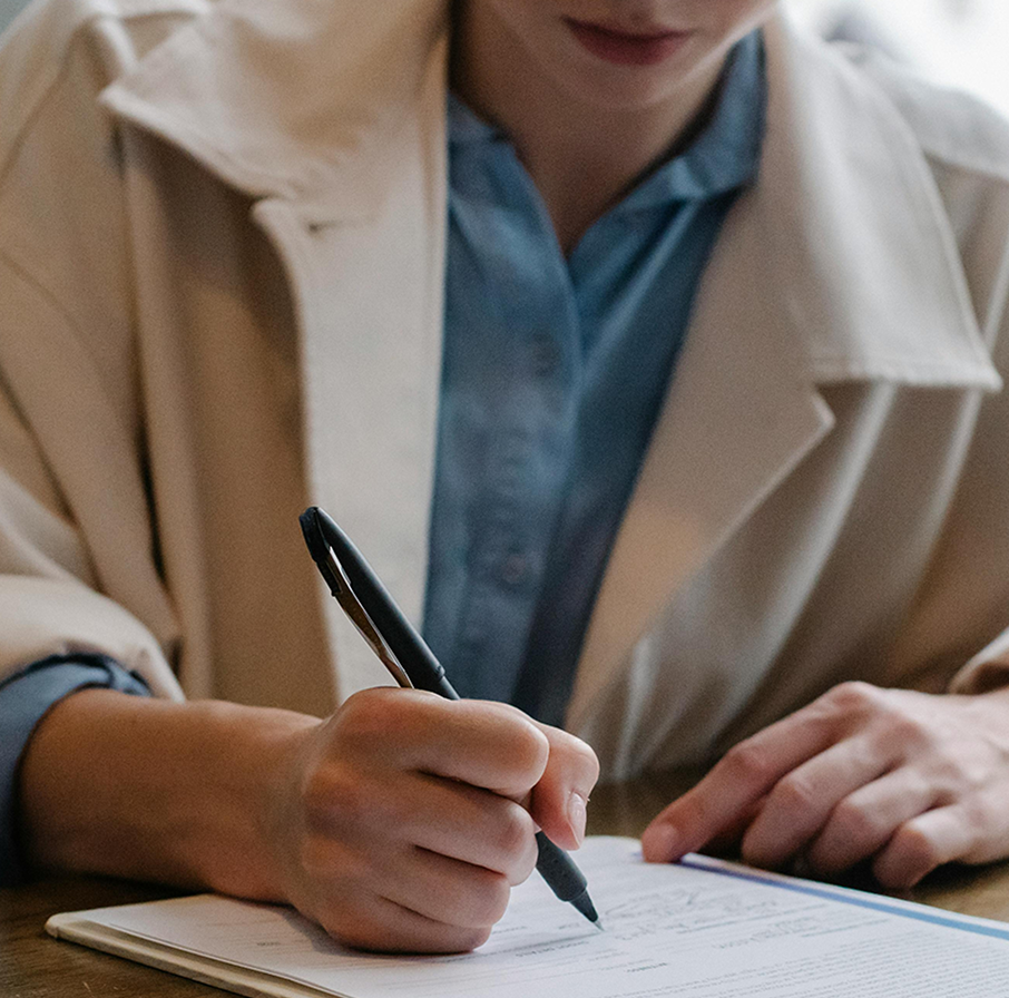 Professional woman holding a resume